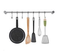 NACTECH Colgador de Utensilios de Cocina Barra Cocina Utensilios con 7 Ganchos Movible Colgador de Acero Inoxidable para Utensilios Cocina Olla Sartén 40cm