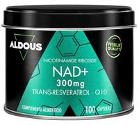 NAD + 100% con Niacinamida, Resveratrol, Q10-100 días- Energia, Anti Edad | 100 capsulas pequeñas de NAD+ - 300mg NR (Nicotinamide Riboside) - Vitalidad y Bienestar - Sin gluten y Vegano - ALDOUS