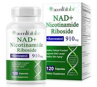 Nad+ 910 Mg, Suplemento Potenciador Del Resveratrol, Tecnología Liposomal, Para El Metabolismo Energético Y La Reparación Celular, Apoyo A La Salud De La Piel, Vitalidad, 120 Unidades