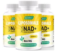 NAD+ liposomal y Trans-Resveratrol 800mg cápsulas blandas, alternativa al NMN más eficiente que el NMN, alta absorción, suplemento real de NAD+ para la reparación celular (60 unidad (Paquete de 3))