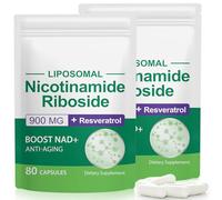 NAD Nicotinamide Riboside 900mg, Nad Resveratrol, Soporte Energía Celular, Enfoque, Antienvejecimiento Suplemento Nad (160 Cápsulas)