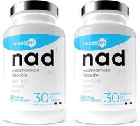 NAD+ Nicotinamide Riboside Chloride 300mg - +1 Mes de Cura - Contra la Edad y la Fatiga, NAD Booster - Polvo Puro, 30 Cápsulas - Grado Farmacéutico - Vegano - Hexagon (Paquete de 2)