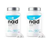 NAD+ Nicotinamide Riboside Chloride 300mg - +3 Meses de Cura - Contra la Edad y la Fatiga, NAD Booster - Polvo Puro, 90 Cápsulas - Grado Farmacéutico - Vegano - Hexagon (Paquete de 2)