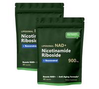 NAD Nicotinamide Riboside Resveratrol 900mg, Suplemento NAD+ Con Nicotinamide Riboside-NAD+ Liposomal Nicotinamide Riboside, Resveratrol, Quercetina-Suplemento NAD de Alta Pureza (2pcs)