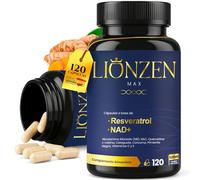 NAD+ Trans Resveratrol puro +10 ingredientes Antienvejecimiento | 1000mg | Energía Celular, Longevidad, Vitalidad | Nicotinamide Riboside, Quercetina, NAC, Cúrcuma, Pimienta Negra | Lionzen Max