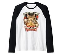 Nada es más calmin' Que un tazón Lleno de Ramen Divertido Gato Camiseta Manga Raglan