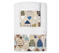 Nada Home Toallas de baño estilo marino Set 1+1 de rizo de algodón para cara y huésped 6822