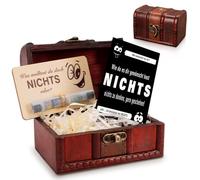 Nada regalo, cofre del tesoro de madera con tarjeta, embalaje de dinero, regalo para todos los que no quieren nada, regalo de cumpleaños divertido individual para hombres y mujeres