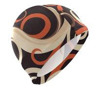 Nadar de mujer con líneas rizadas abstractas marrón beige para adultos para cabello corto impermeable para hombres protección del cabello y reducción de arrastre Gorras para Nadar de Mujer