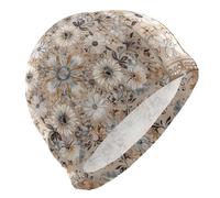 Nadar - Gorro de natación estilo bohemio con diseño floral marrón retro para adultos, para cabello corto, impermeable, protección del cabello y reducción de arrastre, gorro para mujer