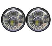 NADCFN Faros Faro LED para motocicleta FXDF Dyna Fat Bob, 2 uds., 4,65 pulgadas, doble faro negro/cromado para motocicleta Faro LED Moto(2PCS Chrome)