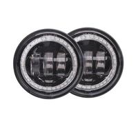 NADCFN Faros Luz LED de cruce para motocicleta, 4,5 ", 4 1/2, 30W, lámpara antiniebla, lámpara de conducción negra con Halo, Ojos de Ángel, lámpara cromada Faro LED Moto