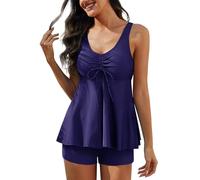 Nadeer Tankinis Mujer Sexy Traje de Baño 2 Piezas Cuello en V Push up Conjunto de Bikini Dos Piezas Set Estampado Floral con Pantalones Cortos