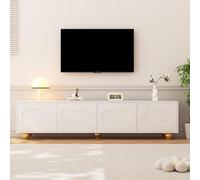 NADEUSAK Mueble para televisión blanco 40 x 180 cm, diseño de dibujos animados, con 2 armarios, con forma de nube, con 5 patas de apoyo