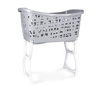 Nadi Collection Cesto para Ropa Sucia Plegable con Patas, Cesta de Colada 40L, Diseño Ventilado de Rejilla, Cesto Lavandería de Plástico Fácil de Limpiar, Gris y Blanco, 59 x 38,5 x 69 cm