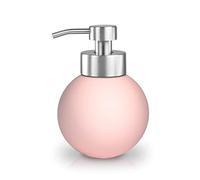 Nadi Collection Dispensador de Jabón en Espuma Manual 360 ml, Cerámica Mate Tacto Goma + Válvula de Acero INOX Cepillado, Redondo 10,7Ø x 14 cm, Baño y Cocina, Rosa Claro