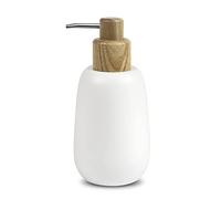 Nadi Collection | Dispensador jabón líquido | Serie Forest | Poliresina | 320ml | para baño, Cocina, Ducha | 8.2Ø x 18cm de Alto (Blanco)