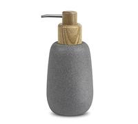 Nadi Collection | Dispensador jabón líquido | Serie Forest | Poliresina | 360ml | para baño, Cocina, Ducha | 8.2Ø x 18cm de Alto (Gris)