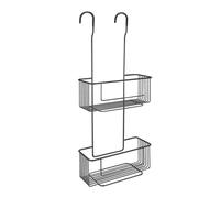 Nadi Collection | Estante cesto ducha doble con colgador | ACERO INOXIDABLE | Para colgar grifo ducha | Sin taladro | Color cromado y negro | 26 x 11,2 x 66cm (Negro)