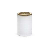 Nadi Collection, Vaso portacepillos de Vidrio con Detalle de Madera, Vaso para cepillos de Dientes Decorativo para baño, Soporte para cepillos y Pasta de Dientes para encimera