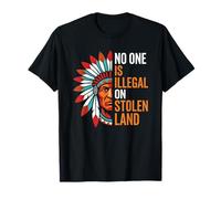 Nadie es Ilegal en Tierras robadas Jefe Indio de América Nativa Camiseta