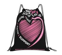 Nadie Lucha Solo. Concientización sobre El Cáncer De Mama. Corazón. Bolsa De Gimnasio Ajustable Bolsas De Gimnasia Deportiva Bolsa De Cuerdas para Mujeres Al Aire Libre Hombres 36X42Cm