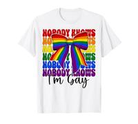 Nadie Sabe Que Soy Gay Divertida Bandera del Orgullo Gay Arco Iris LGBTQ Camiseta
