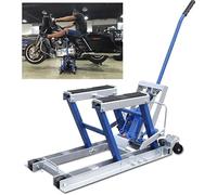 NadineDutol Plataforma elevadora para motocicleta, hidráulica, cuádruple hidráulico, carga máxima 680 kg, reparación de máquina de aterrizaje, soporte de altura regulable 11,5 - 37,5 cm (azul)