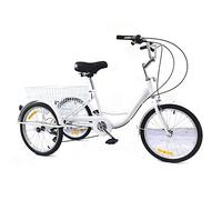 NadineDutol Triciclo de carga para adultos, triciclo de crucero, 20 pulgadas, 8 velocidades, triciclo plegable adecuado para personas de mediana edad, con respaldo y cesta de la compra