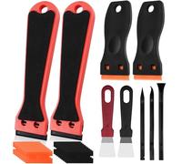 Nadinsta 4 Piezas Rasqueta Vitroceramica Plastico con 100 Cuchillas de Plástico, Espátulas Plastico Rasquetas para Rascar Etiquetas, Adhesivos, Calcomanías, Sellos o Pintura en Vidrio