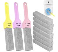 Nadinsta 7 Piezas Limpieza Piedra Pomez, Piedra Pomez Inodoro con 3 Mangos, Bloque para Limpieza de WC, Escobilla de BañO de Piedra PóMez para Baño/Inodor/Parrilla/Cuidado de Los Pies