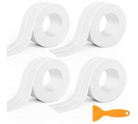 Nadinsta Cinta Selladora Impermeable, 4 Rollos Cinta Adhesiva Impermeable, Cinta Selladora Bañere Blanco PVC para Baño, Bañera, Duchas, Cocinas, Esquinas, Decoración del Baño (22mm x 3.2m)