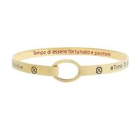 NADIR Marlù 18BR065 G - Pulsera rígida para mujer con trébol de cuatro hojas de acero dorado