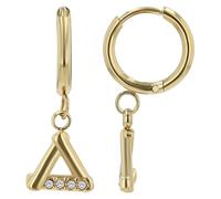 Nadira, Akzent - Pendientes de aro con colgantes triangulares, acero inoxidable y similia, Acero inoxidable