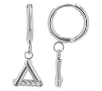 Nadira, Akzent - Pendientes de aro con colgantes triangulares, acero inoxidable y similia, Acero inoxidable