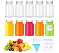 Nadisean 10 Piezas 2.7oz/80ml Botes Cristal Pequeños, Mini Botellas de Cristal Reutilizables, Tarros De Cristal Con Tapa Hermética, Shots Botellitas con Cepillo, Embudo, Etiquetas, para Zumo, Ginger