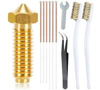 Nadisean 12 Piezas Volcano Juego de Boquillas para Impresora 3D 0.4 mm, Impresora 3D de Latón M6, Boquillas Hotend para Filamento de 1,75 mm con Aguja de limpieza 0,35mm Alambre de Cobre Pinzas