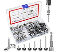 Nadisean 120 Piezas Tornillos Autorroscantes, Tornillos Autotaladrantes de Acero Inoxidable con Arandela llave hexagonale M8, tornillos Roscachapa Hexagonal M4.8 * 13/16/19/25/32/38mm para Cubiertas