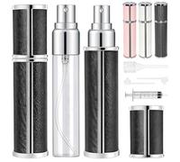 Nadisean 3 Piezas Atomizador Perfume Recargable, 5ml Atomizador Perfume, Frasco Perfume Recargable PU Pie, Mini Decants Perfumes Relleno, Portable Pulverizador Perfume con Gotero (Negro/Blanco/Rosa)