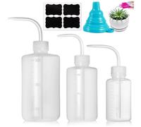 Nadisean 3 Piezas Botella de Lavado 150ml 250ml 500ml，Botella Exprimible de Laboratorio, Comprimible Botellas de Plástico para Lavar con 1 Embudo y 4 Pegatinas para Planta,Suculenta, Laboratorio