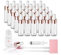 Nadisean 30 Piezas Frasco Cristal Cuentagotas 3ml, Mini Bote Gotero con Pipetas, Botellas Cuentagotas, Frasco Cuentagotas de Oro Rosa con Pipetas, con 2 Goteros para Esenciales, Perfumes
