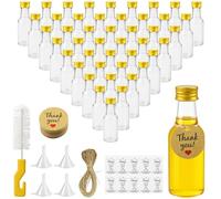 Nadisean 46 Piezas Mini Botellas de Licor 25ml, Botellas Pequeñas de Plástico Reutilizable, Mini botellas Alcohol Vacias con Tapa de Rosca, Etiqueta de Papel Kraft, Embudo, Cuerda, para Fiestas Bodas