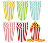 Nadisean 50 Piezas Cajas Palomitas En 5 Colores, Mini Caja Palomitas De Cartón A Rayas, Contenedor De Dulces Para Noches De Cine Y Fiestas