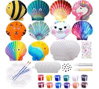 Nadisean 50 Piezas Juego de Pintura de Conchas para Niños, 12 Colores Pintar Kit con Conchas, Set de Conchas, Kit de Manualidades y Pinturas para DIY Painting Crafts para niños a partir de 3 años