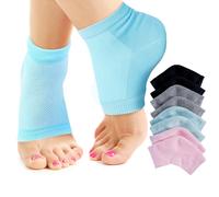 Nado Care 4 Pairs Heels Moisturizing Socks for Dry Cracked Heels Repair - Moisturizing Gel Heel Sleeves Open Toe Comfy Socks Day Night - Pink, Blue,