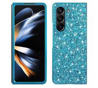 Nadoli Funda para Samsung Galaxy Z Fold 5 Glitter Azul Suave Silicona Gel Galvanoplastia Marco Ultrafino Brillante Parachoques Protectora Piel Case Cover Shell