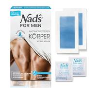 Nad's For Men Listo para Usar Tiras de Cera Corporales, Tiras de Cera para Hombres, Depilación Masculina, Incluye 20 Tiras de Cera y 2 Toallitas Calmantes Post-Cera, 20 Unidades (Paquete de 1)