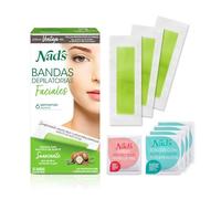Nad's Tiras de Cera Facial Hipoalergénicas para Mujeres - Depilación Facial Suave para Pieles Sensibles - Kit con 20 Tiras + 4 Toallitas Calmantes + Polvo Protector