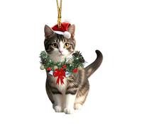 Nadsrpn navideño de gato, centro de mesa 2D, de Navidad acrílicos, para el hogar, chimenea, jardín, lugar de trabajo, casa de campo familiar
