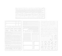 Nadsrpn Plantillas de metal para diario, 4 unidades, regla resistente al óxido, plantilla de planificador de metal, para letras pequeñas, planificador de números pequeños, rastreador de hábitos